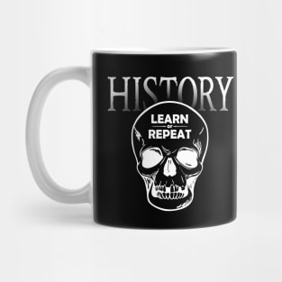 History: Learn or Repeat skull white Mug